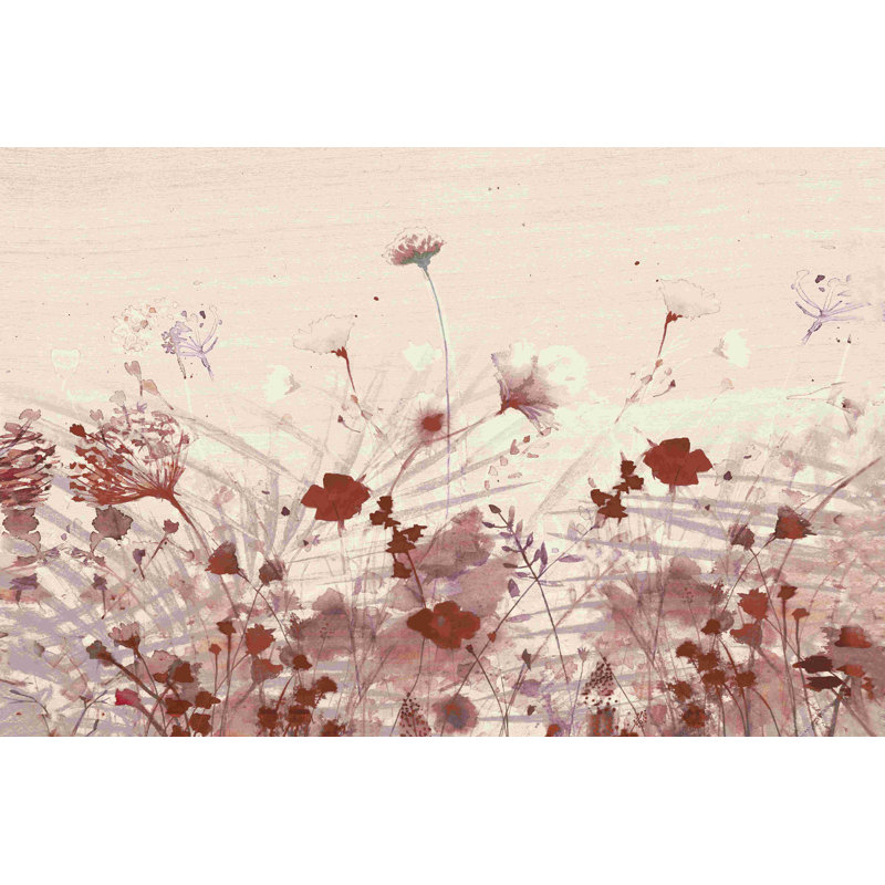 Cuivre aquarelle florale - peinture sur toile tendue, H 12 po x l 18 po