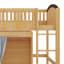 Lit mezzanine double avec armoire de rangement, garde-robe et DEL, lit mezzanine en bois massif avec échelle, garde-corps pour les adolescents-123140283