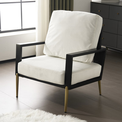Fauteuil à accoudoirs blanc de luxe avec housse en velours et rembourrage confortable