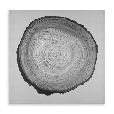 Grayscale Round Wood Log Tablecloth | Monochrome Trees Decor