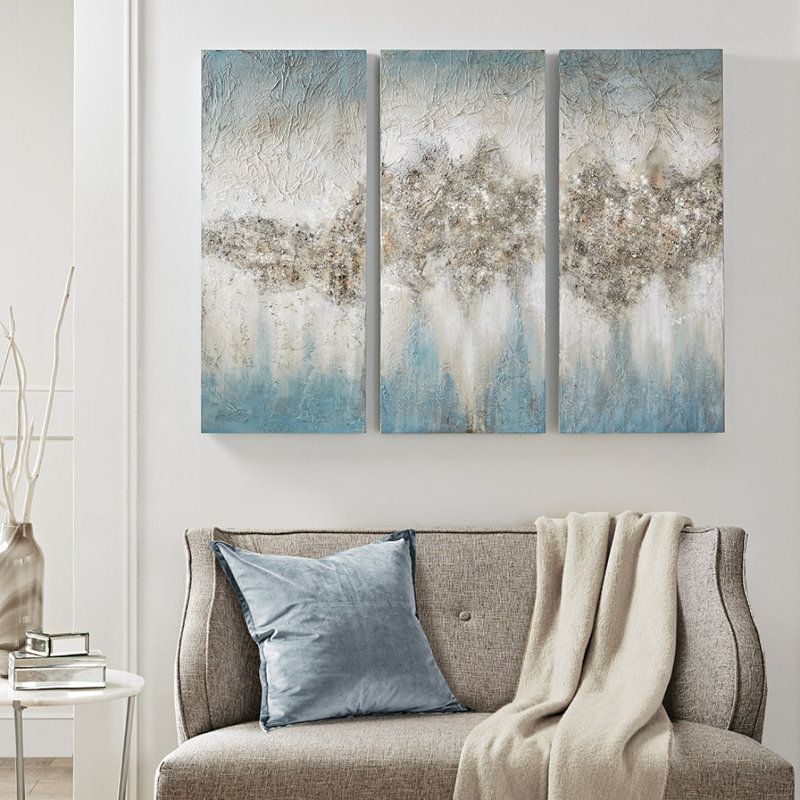 Ensemble d'art mural sur toile 3 pièces, Bleu