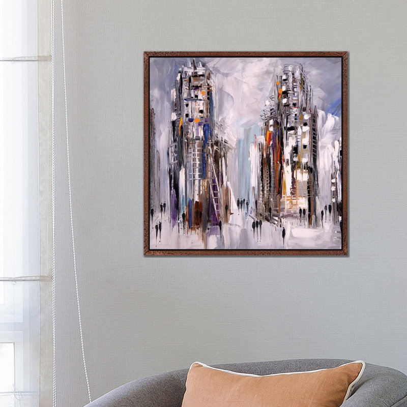 Streets 1 Piece Painting on Canvas, 66.04 cm H x 66.04 cm W, Classic Brown Wood Framed