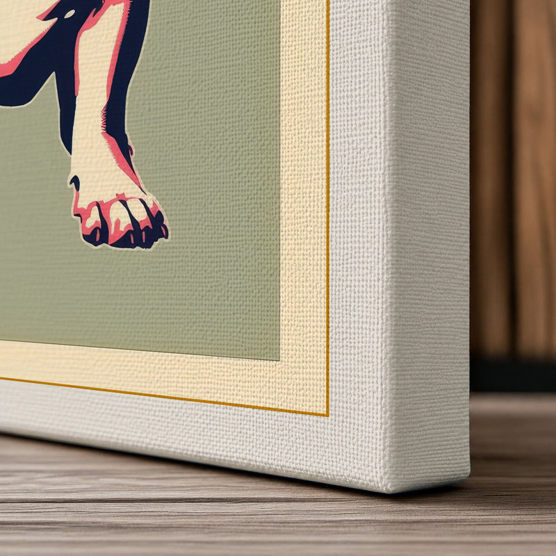 Pop Art Bulldog Modern - Wrapped Canvas, 36x24 - 91.4 x 61.0 cm, Cream Border