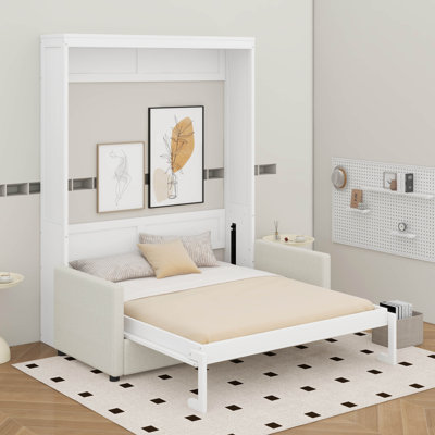 Lit escamotable double pleine grandeur avec coussin