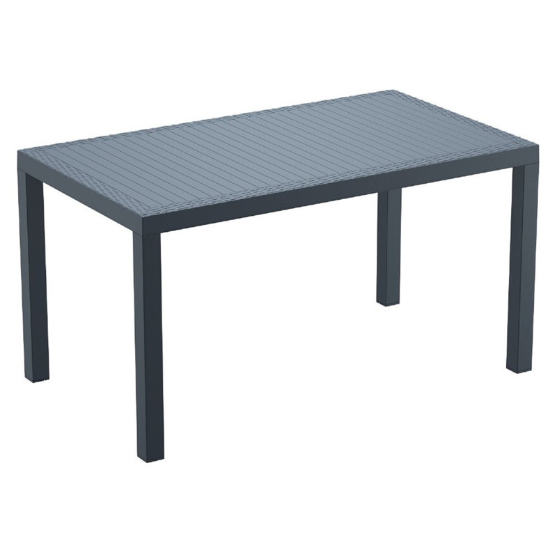Table de salle à manger en résine à lattes pour l'extérieur, Gris foncé, L 31,5 po x L 55 po x H 29 po