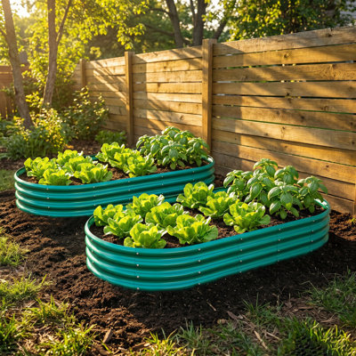 6x3x1 ft Galvanized Raised Garden Bed 2-Pack, Heavy Duty Metal Planter Box for Vegetables & Herbs, Rust-Proof Outdoor Garden Bed, Green