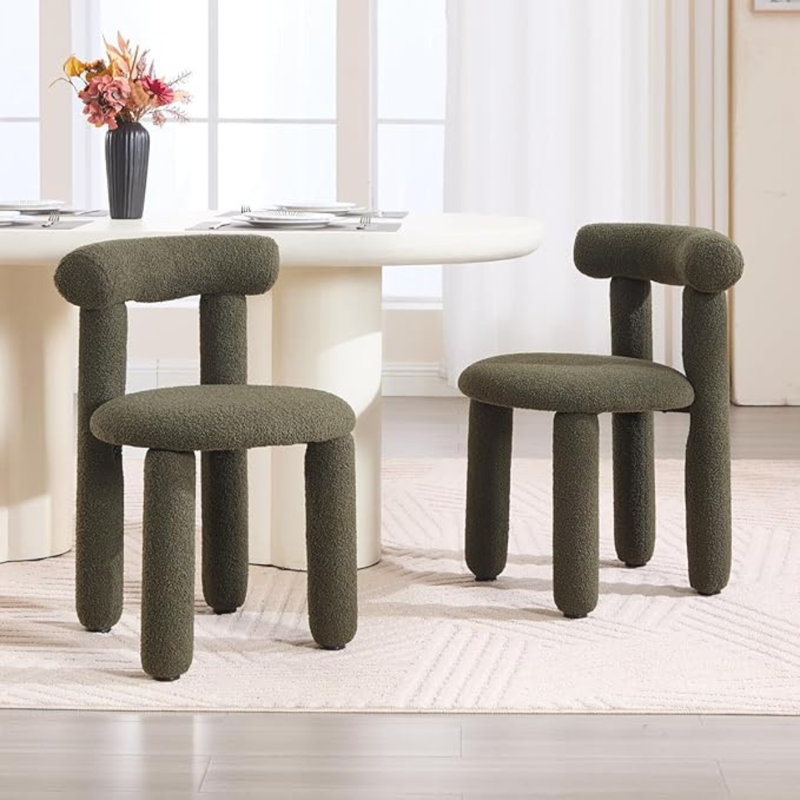 49.5cm H Faux Fur Upholstered Metal Accent, Green