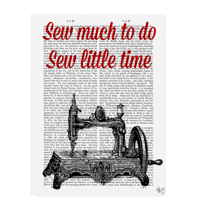 « coudre elle coudre little time illustration », art textuel sur toile tendue, H 47 po x l 35 po x P 2 po