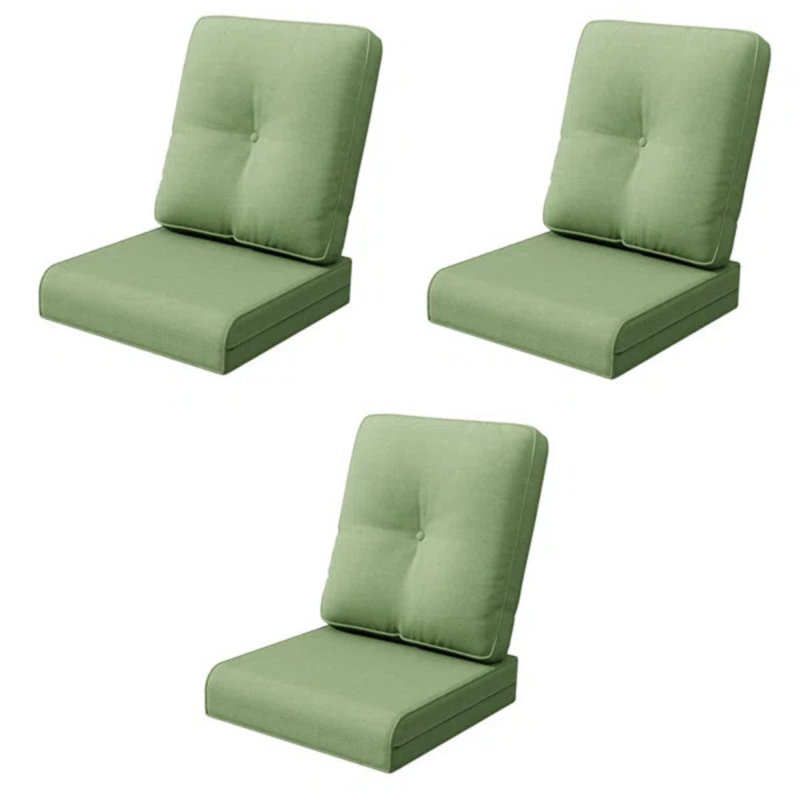 Outdoor Deep Seat Cushion Set - Fade-Resistant Olefin Fabric, Green, 3