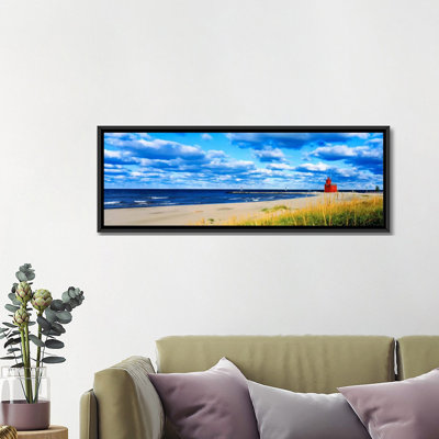 "Grand phare rouge panoramique, Holland, Michigan", reproduction de photo sur toile