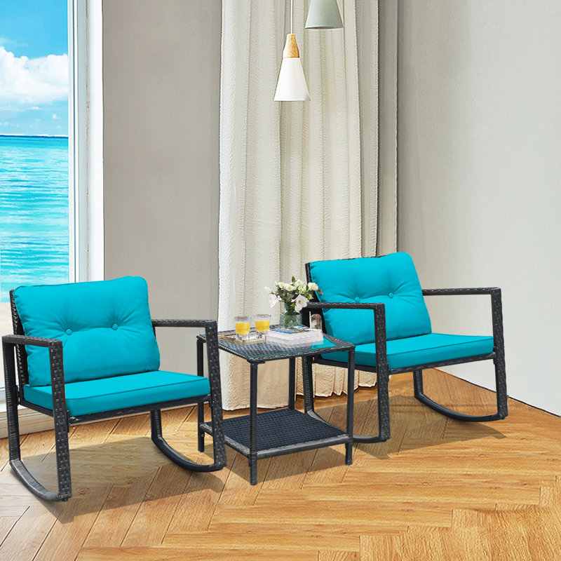 Ehrenberg 2 - Person Patio Conversation Set with Cushions, Blue