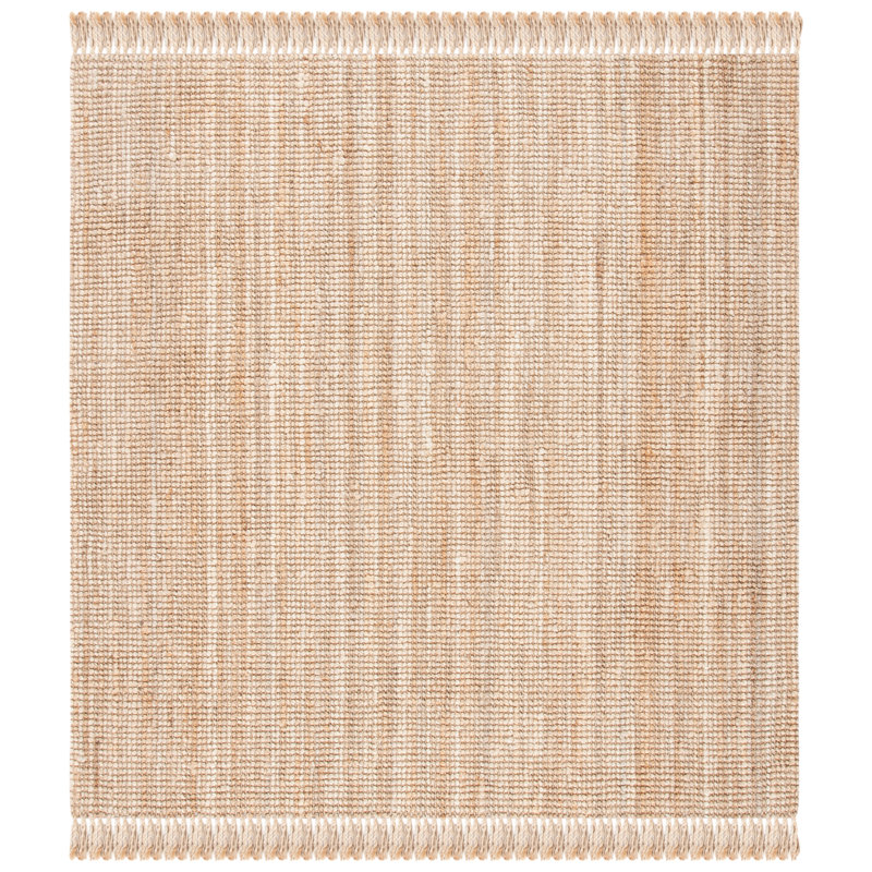 Lin Handwoven Jute Brown/Ivory Area Rug, Square 122cm