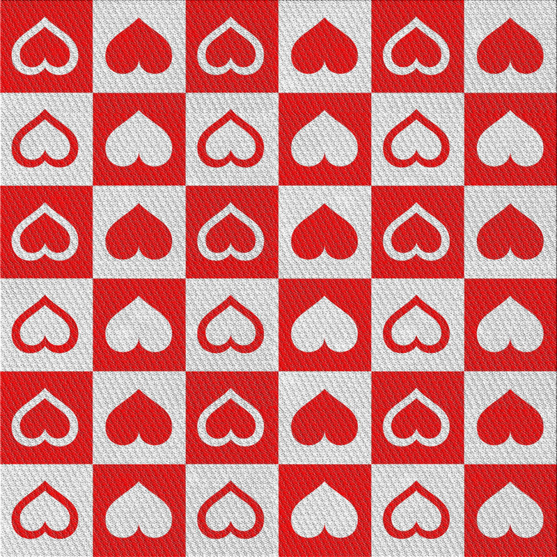 Tapis rouge/blanc à motifs Bonenfant, Carré 4 pi