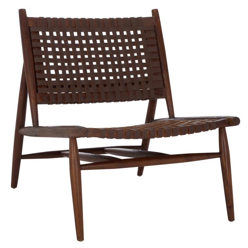Laylon Upholstered Side Chair, Brown, Cognac Genuine Leather