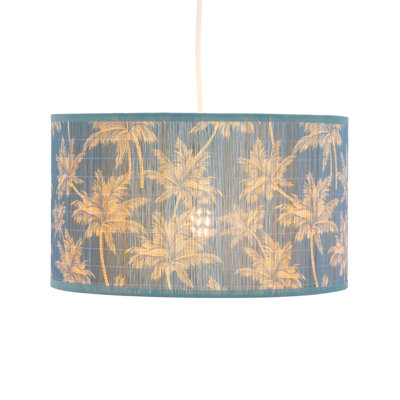 18.5cm H Bamboo Slat / Seagrass Pendant Shade ( Screw On ) in Blue
