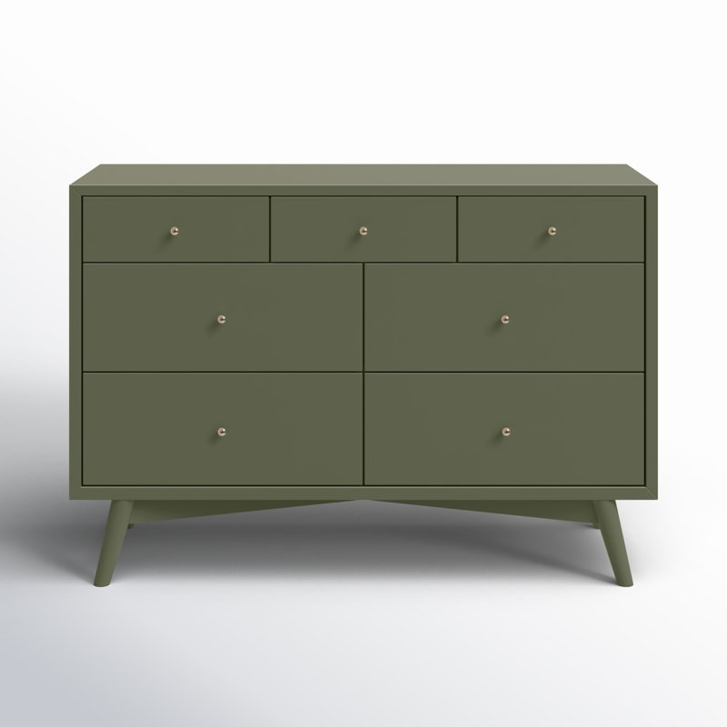 Palma 7-Drawer Assembled Double Dresser, Olive