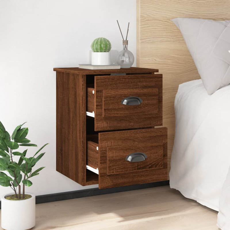 ClassicLiving Wall-Mounted Bedside Cabinet 41.5X36x53cm, Brown, Individual