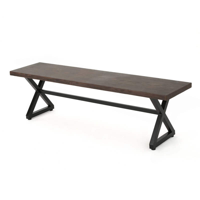 Banc de salle à manger d'extérieur en aluminium avec cadre, brun