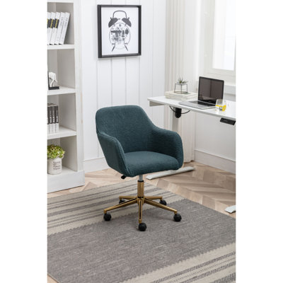 Modern Teddy Fabric Material Adjustable Height 360 Revolving Home Office Chair With Metal Legs Universal Wheel For Indoor