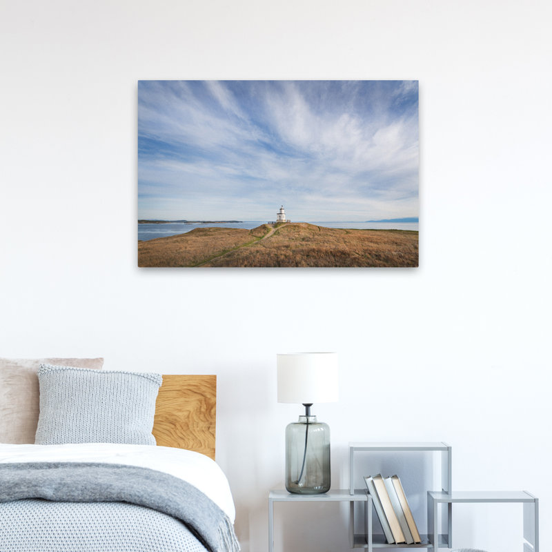 Phare de Clever Point, paysage côtier bleu, blanc, Clever Point, Pacifique Nord-Ouest, H 36 po x l 24 po