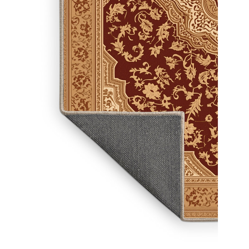 Tapis oriental doux et moelleux à motif oriental brun et beige, 8 x 10
