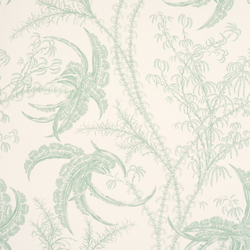 Ocean Floral Non-Woven Wallpaper Roll, Green