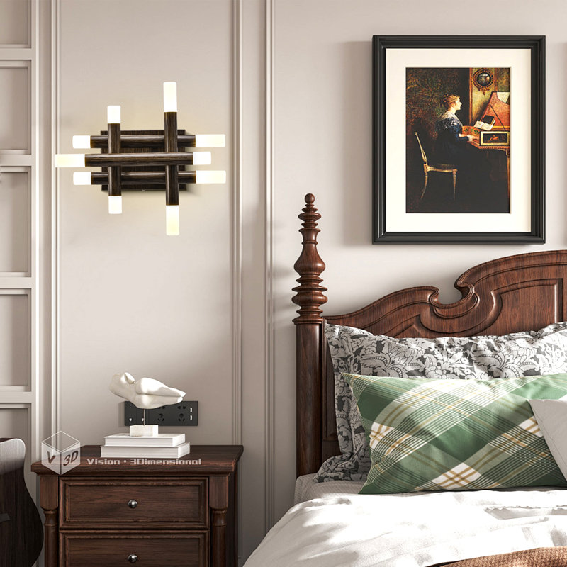 Bembry Modern Iron Flush Mount Wall Sconce with LED Lights and Remote, Dark Brown