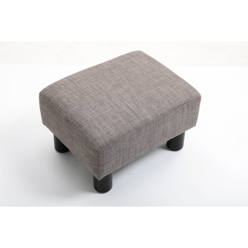 Repose-pieds, revêtement en lin gris et pieds robustes en plastique pour la décoration du salon en tissu gris robuste