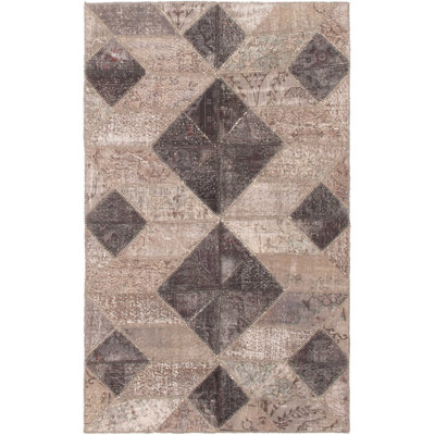 One-of-a-Kind 4'10" X 7'10" 1980s Wool Area Rug in Gray