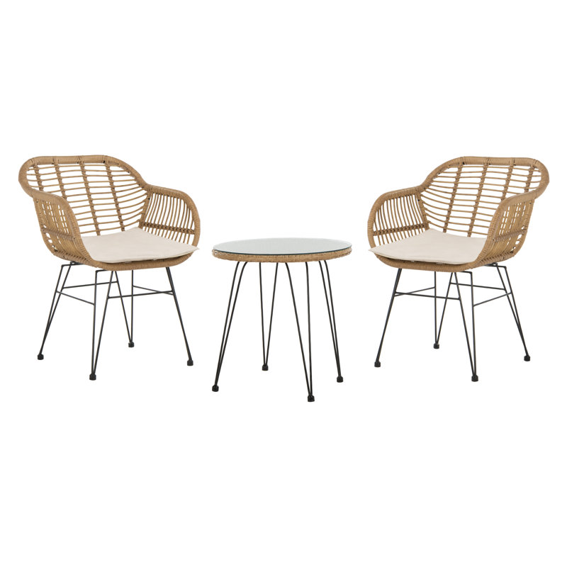 Fuze Wicker 2 - Person Patio Conversation Set with Cushions, Beige