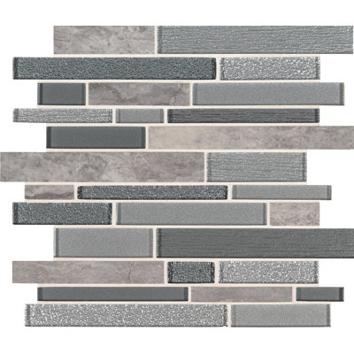 Diore Crest Interlocking 12 in. x 12 in. Glass Porcelain Blend Mosaic Wall Tile