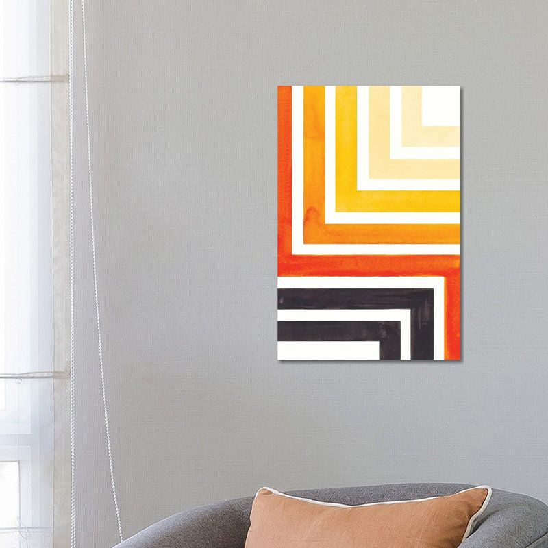 Aztec Orange Pattern 1 Piece Wrapped Canvas Wall Art, 66.04 cm H x 45.72 cm W x 3.175 cm D