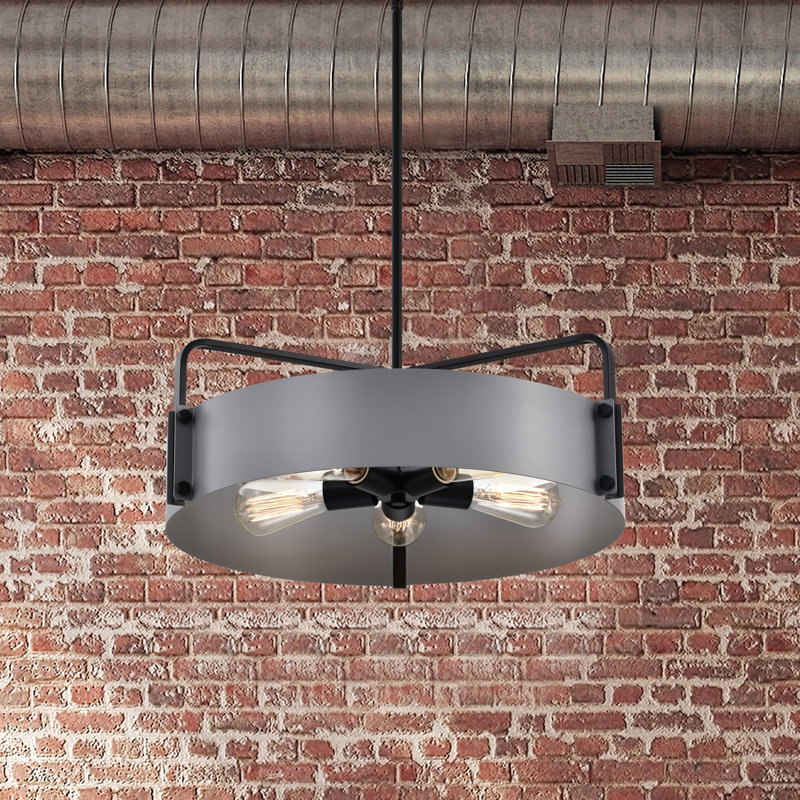 Grand luminaire suspendu 5 lumières Altos - finition grise et noir mat, Gris mat/noir