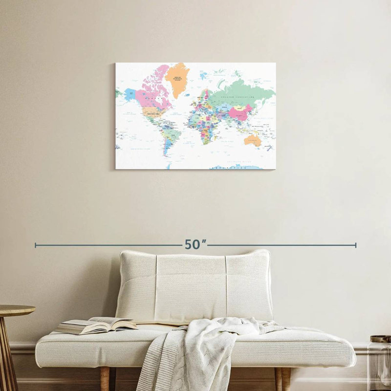 Carte du monde pastel Keiri, H 20 po x l 30 po