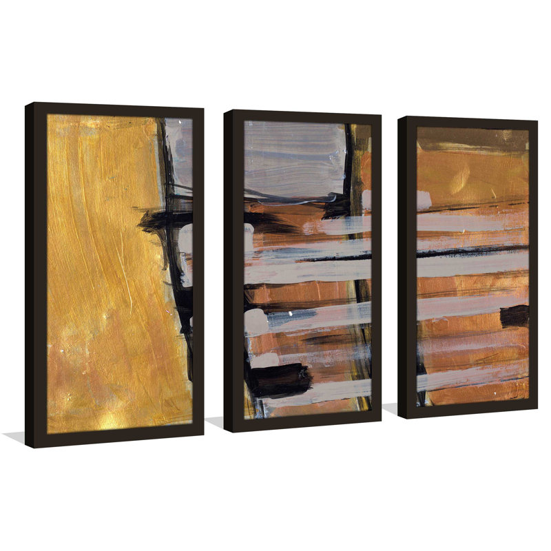 Golden Squares I par Merri Pattinian - cadre photo 3 pièces, impression multi-pièces, L 40,5 po x H 25,5 po x P 1 po
