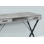 Bureau d'ordinateur contemporain en stratifié gris avec tiroirs de rangement pour bureau à domicile, installation à gauche et à droite, conception peu encombrante-130038967-130038966