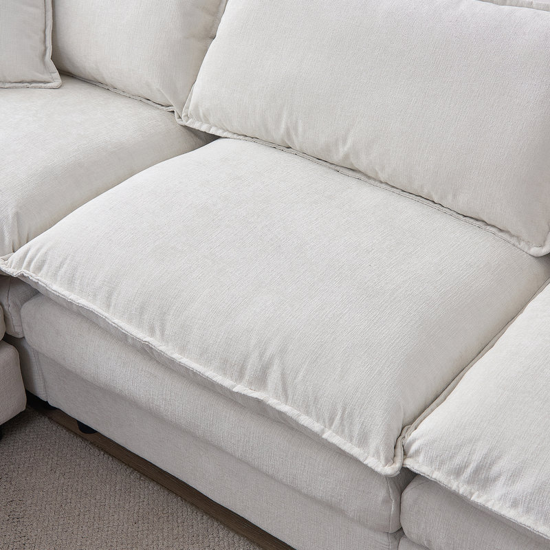 Canapé modulaire modulaire, canapé rembourré, canapé avec repose-pieds, Beige