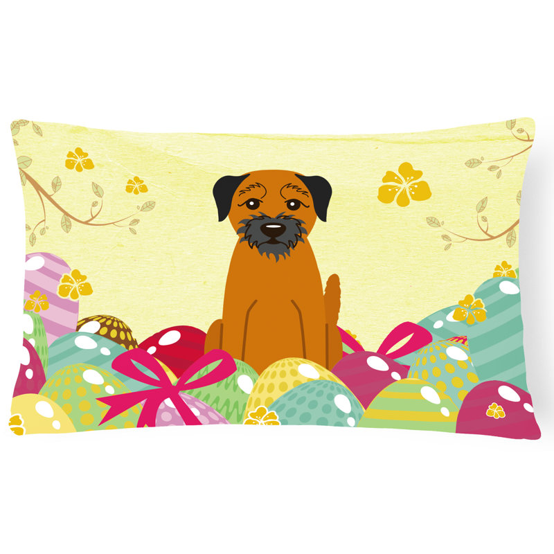 Coussin lombaire terrier de pâques œufs border