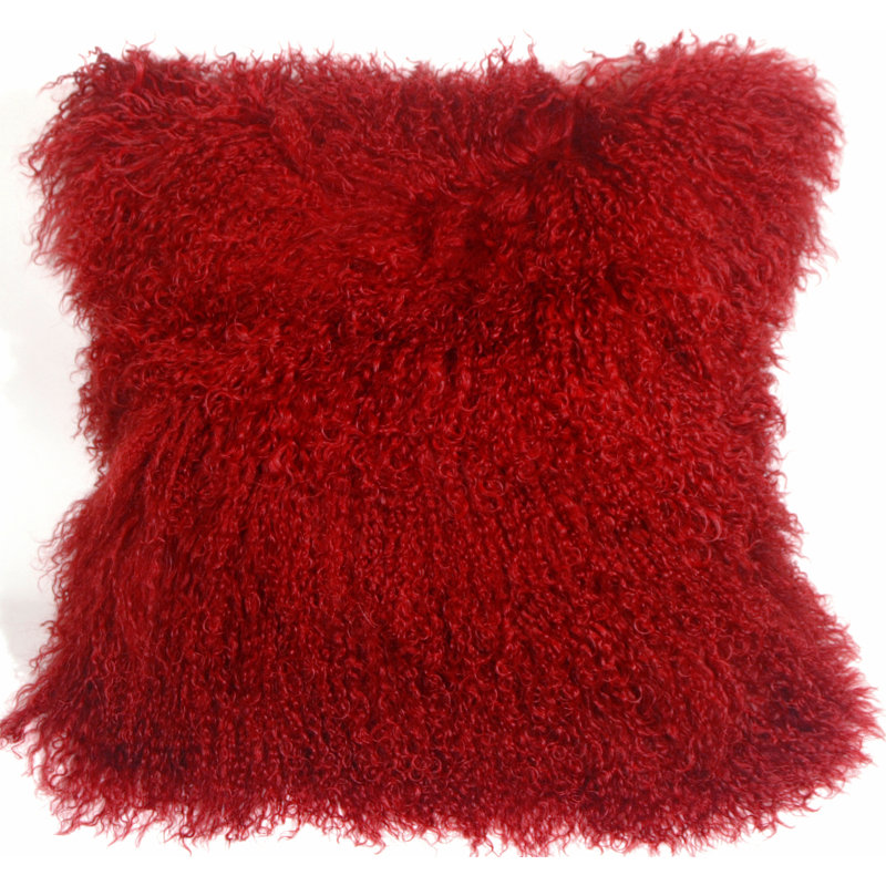 Wool Reversible Throw Pillow, Red, Down Insert