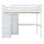 Lit mezzanine double avec garde-robe intégrée, bureau, tablettes de rangement et tiroirs-1342371954