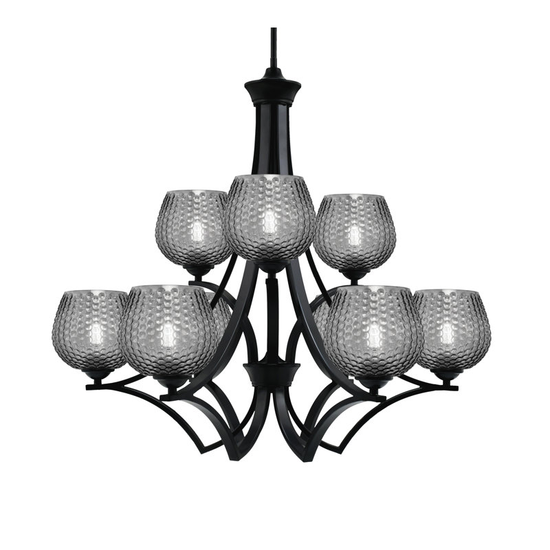 Lustre 9 lumières Zilo en verre fumé noir 6 po Zilo, Clair, Noir mat