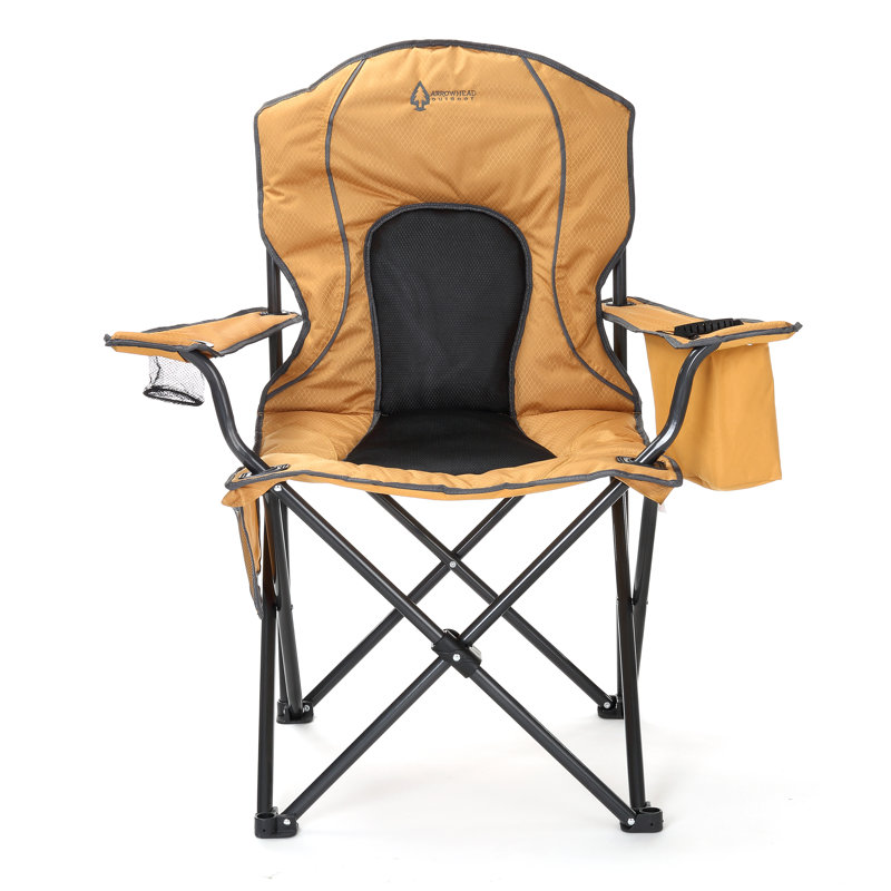 Lightweight Black Alloy Steel Folding Camping Chair with Arms