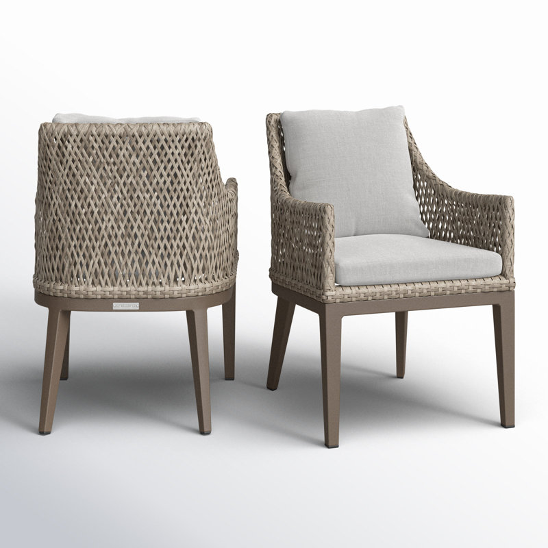 Chaise d'extérieur en osier et aluminium avec coussins gris Grenada