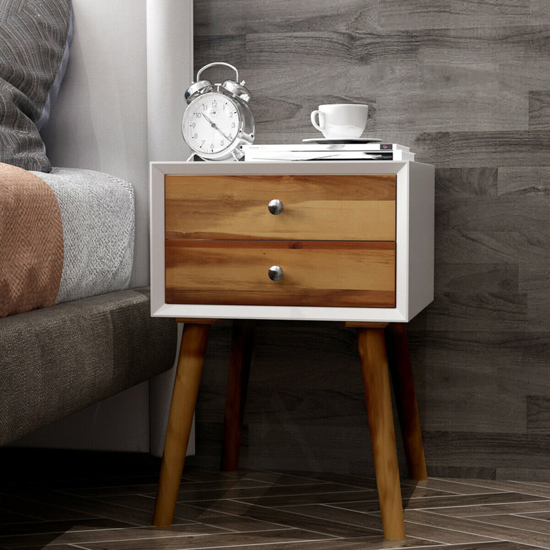 Poche 16'' W Nightstand, White/Brown