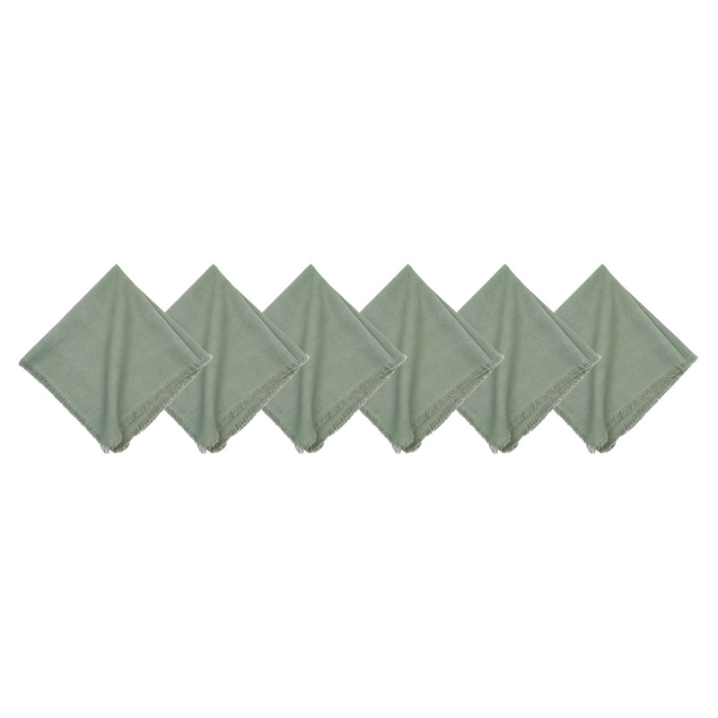 Frayed Cherry Napkin Set of 6, Green