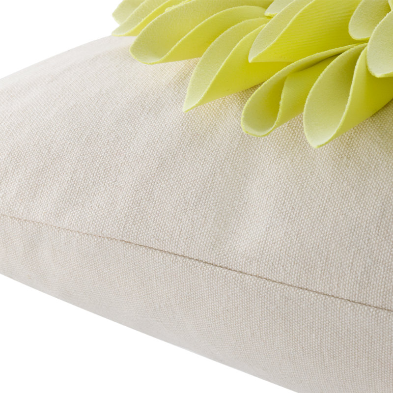  Housse de coussin décoratif à motif floral Appliqued, Citron / beige