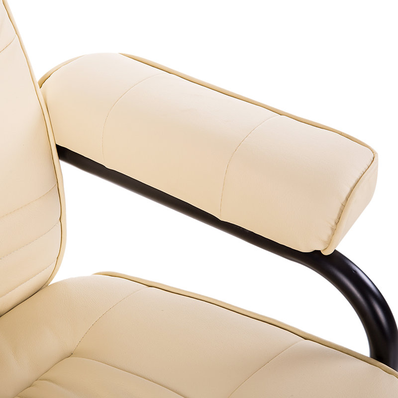 Faux Leather Massage Chair with Footstool, Cream