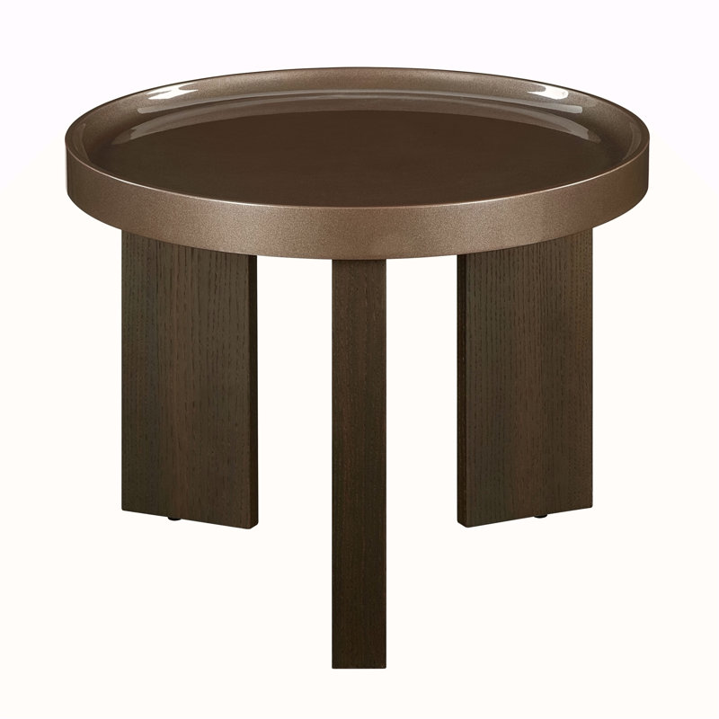 Table de bout en chêne foncé ultrabrillant et chêne fumé