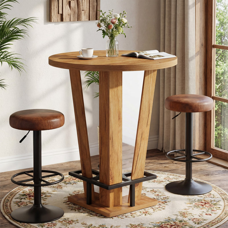 Round Bar Table, 39.4-Inch Bar Height Pub Table