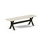 L'ensemble de table de salle à manger 6 pièces se compose d'une table de salle à manger, d'un banc avec plateau et de 4 chaises empilables en tissu de polyester noir - Noir brossé-1820842500-1820842501